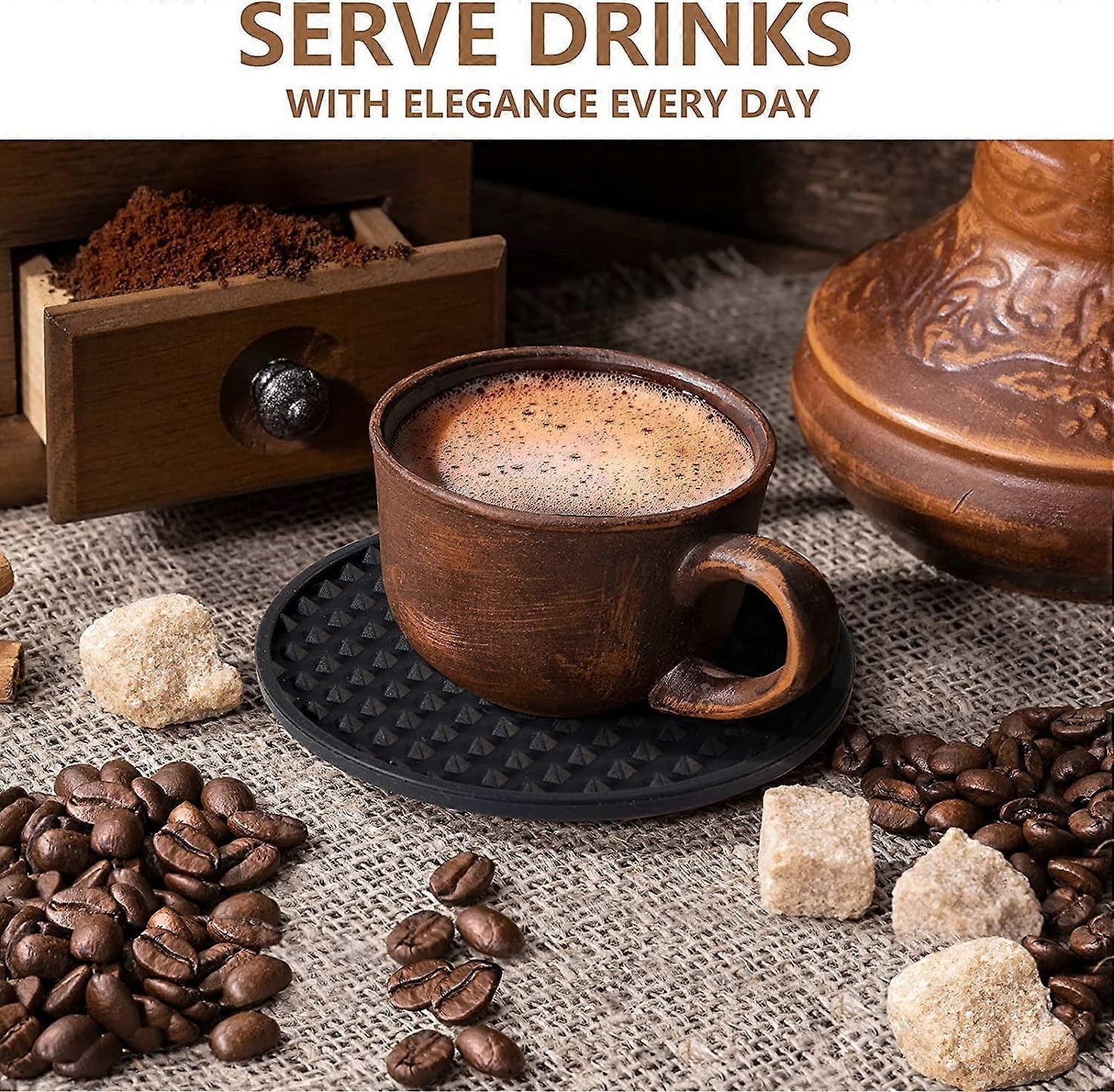 Silicone Drink Coasters with Holder Tabletop Protection
