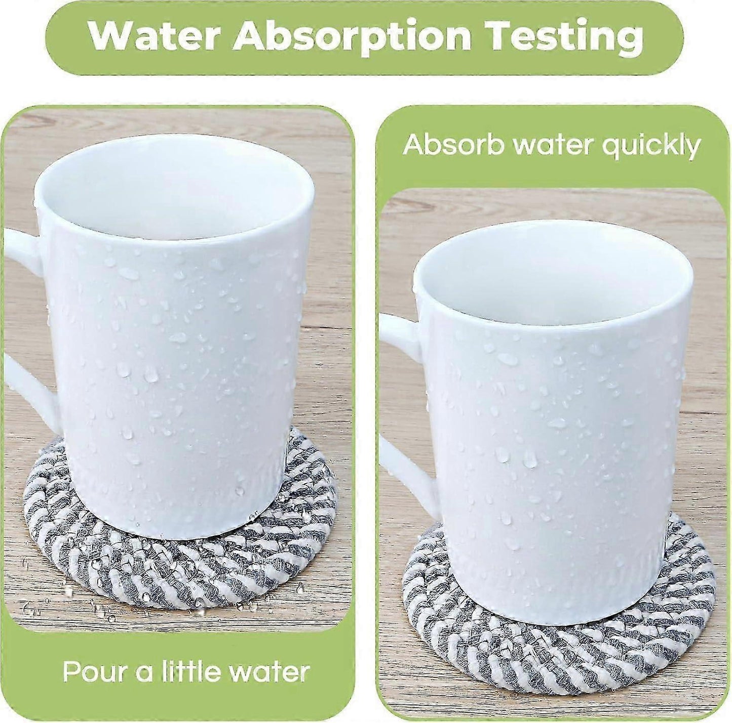 8pcs Absorbent Boho Drink Coasters for Coffee Table Gray