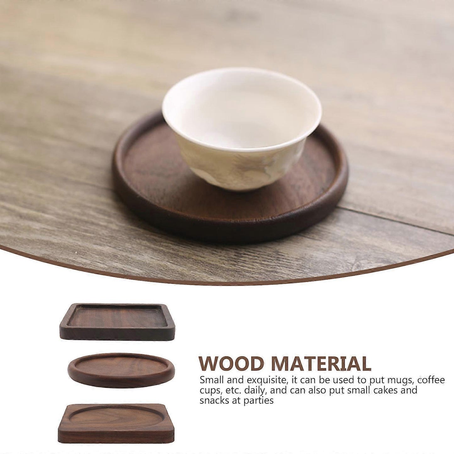 3pcs Square Wooden Drink Coasters Cup Mats