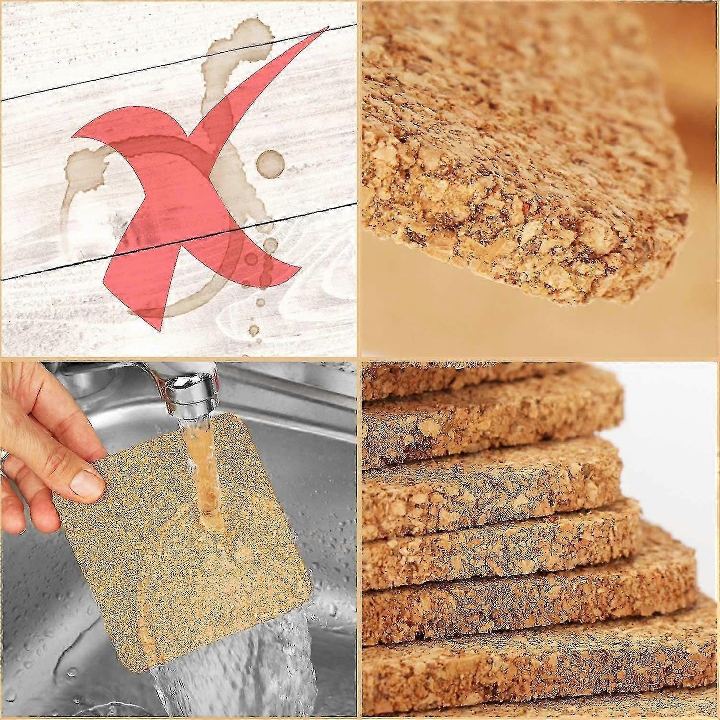 20pcs Round Cork Drink Coasters for Glasses