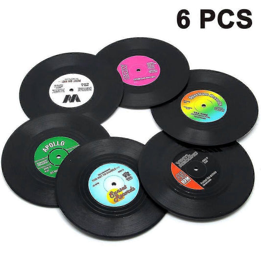 6pcs Retro Vinyl Record Drink Coasters Set