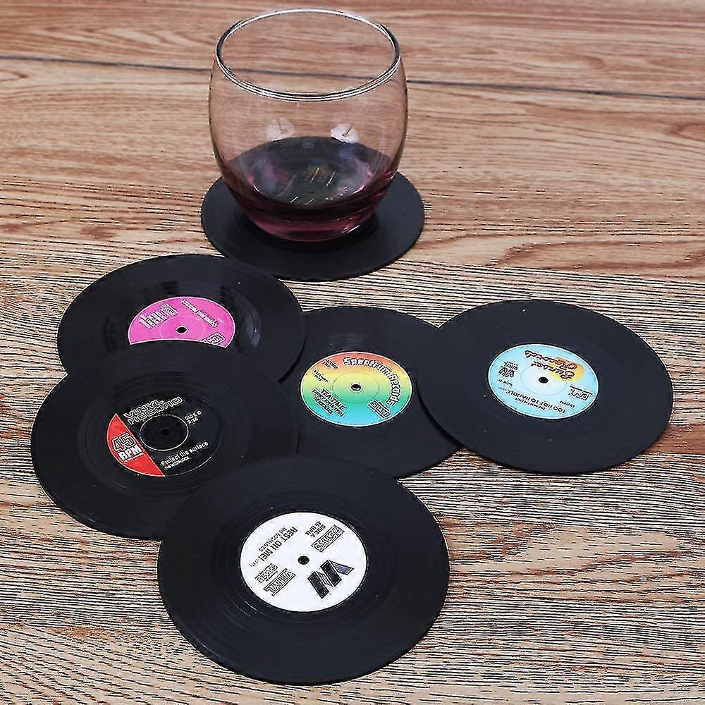 6pcs Retro Vinyl Record Drink Coasters Set