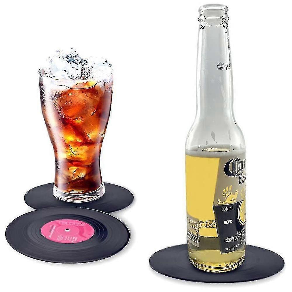 6pcs Retro Vinyl Record Drink Coasters Set