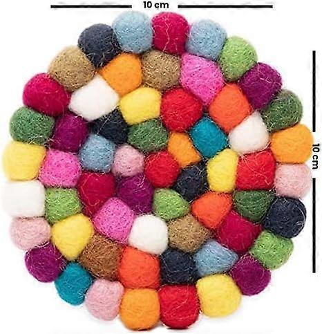 5pcs Felt Ball Round Drink Coasters Set