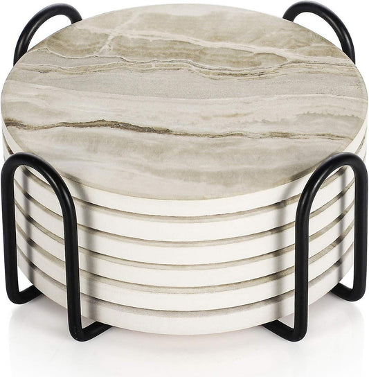 Marble Absorbent Drink Coasters Table Protection