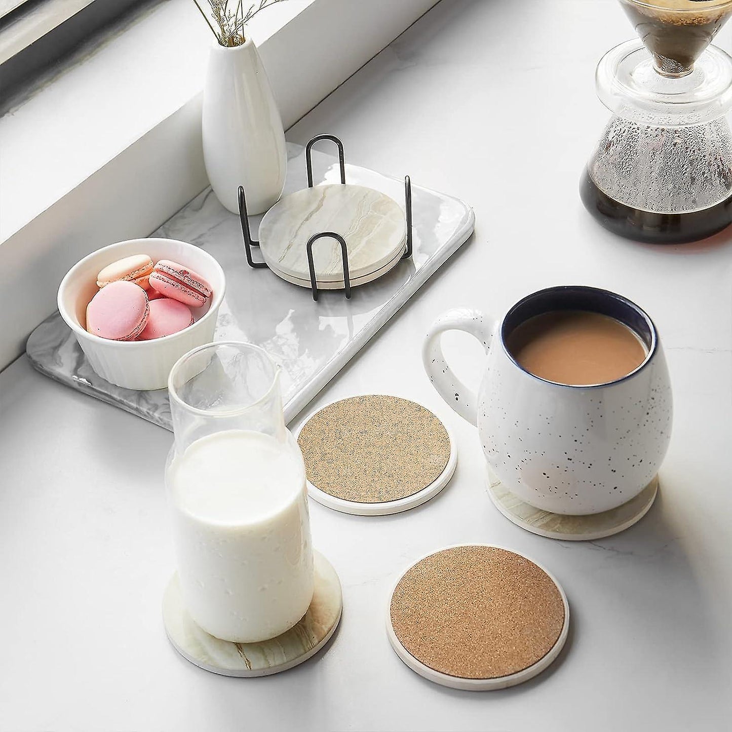 Marble Absorbent Drink Coasters Table Protection