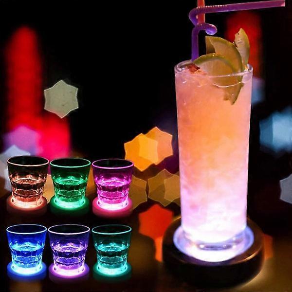 4pcs LED Drink Coasters with Light Sensor for Bar Party