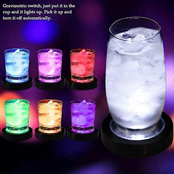 4pcs LED Drink Coasters with Light Sensor for Bar Party