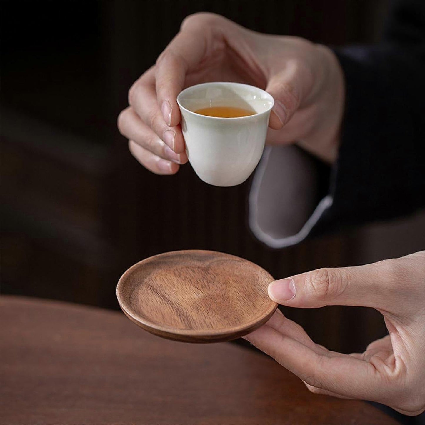 6pcs Wooden Drink Coasters with Holder for Household Freezer Fridge