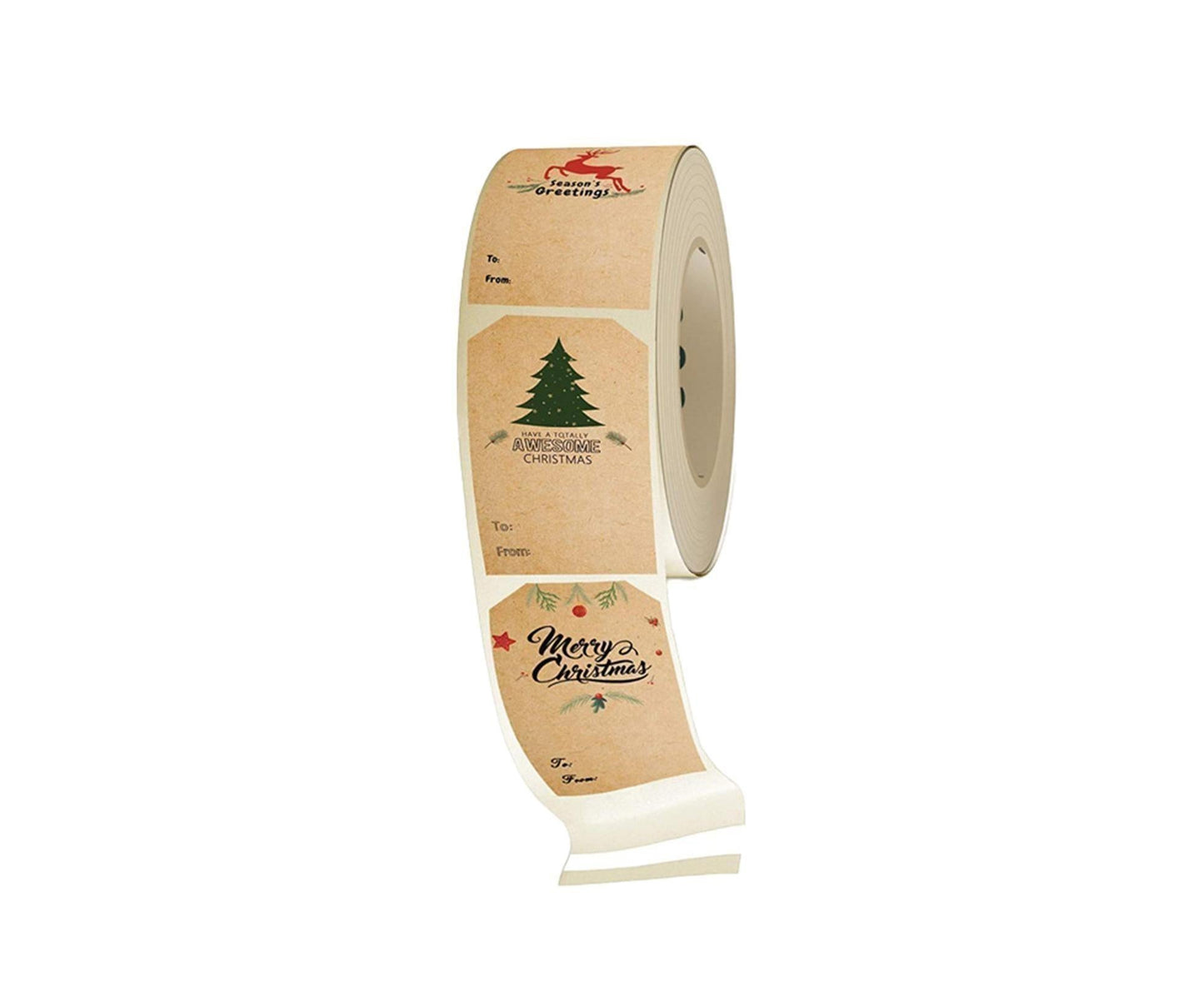 300Pcs/Roll Christmas Gift Sticker-Cowhide Color