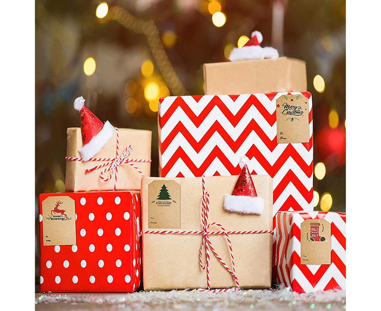 300Pcs/Roll Christmas Gift Sticker-Cowhide Color