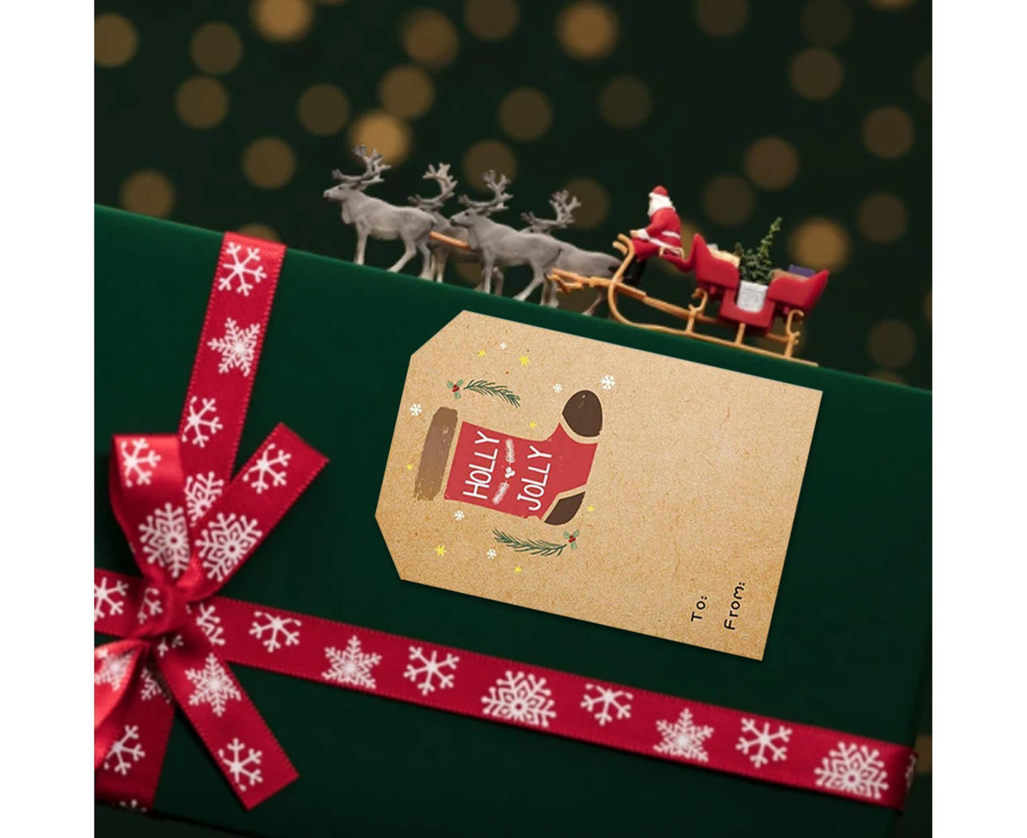 300Pcs/Roll Christmas Gift Sticker-Cowhide Color