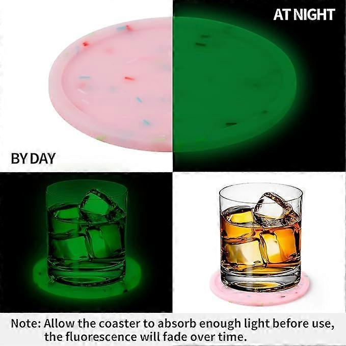 8pcs Glow in Dark Silicone Drink Coasters Non-Slip Tabletop Protection