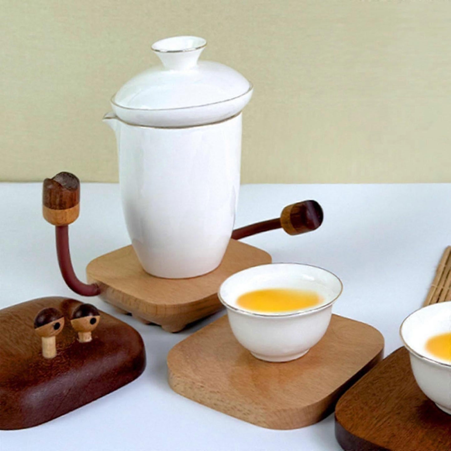 Wooden Square Drink Coasters for Kitchen Countertop Restaurant