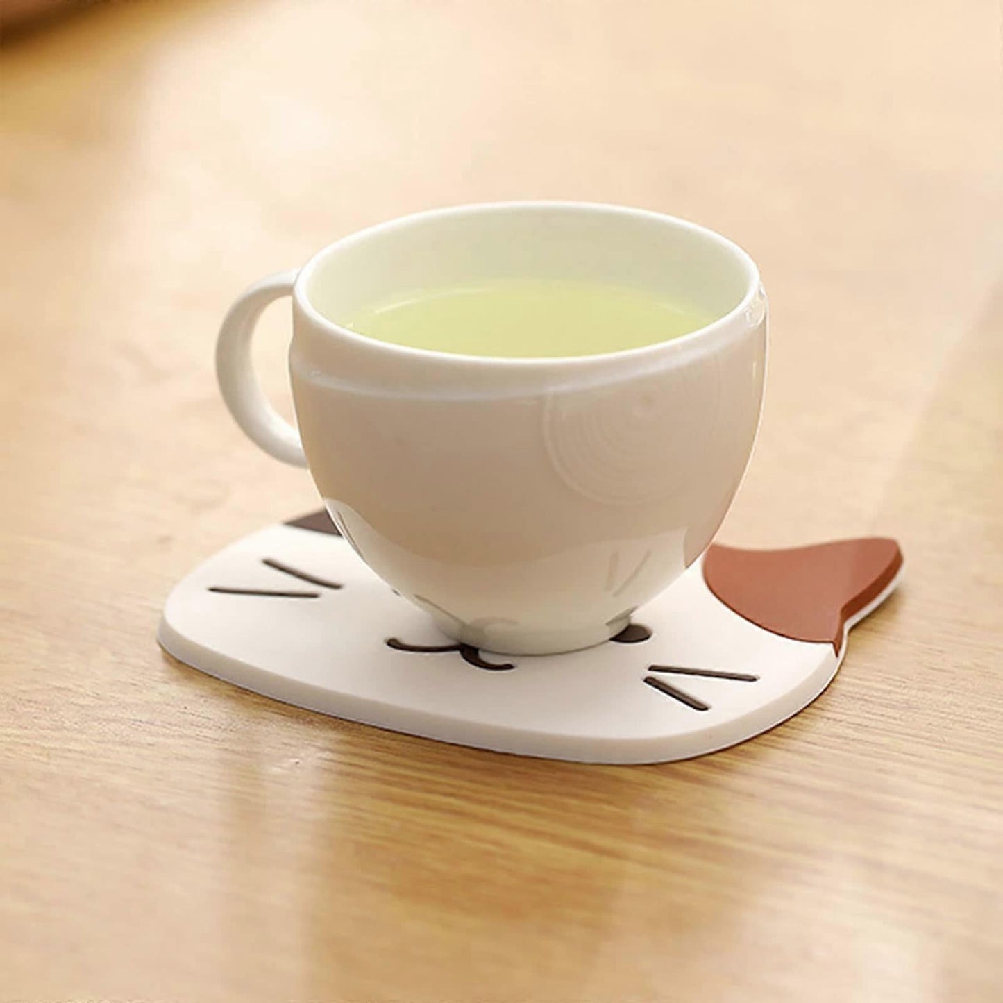 5pcs Cute Cartoon Cat Silicone Drink Coasters Decorative Table Coasters
