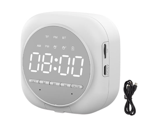 Q12 Bluetooth-compatible 5.0 Multifunctional Alarm Clock Subwoofer Speaker Support TF Card - White