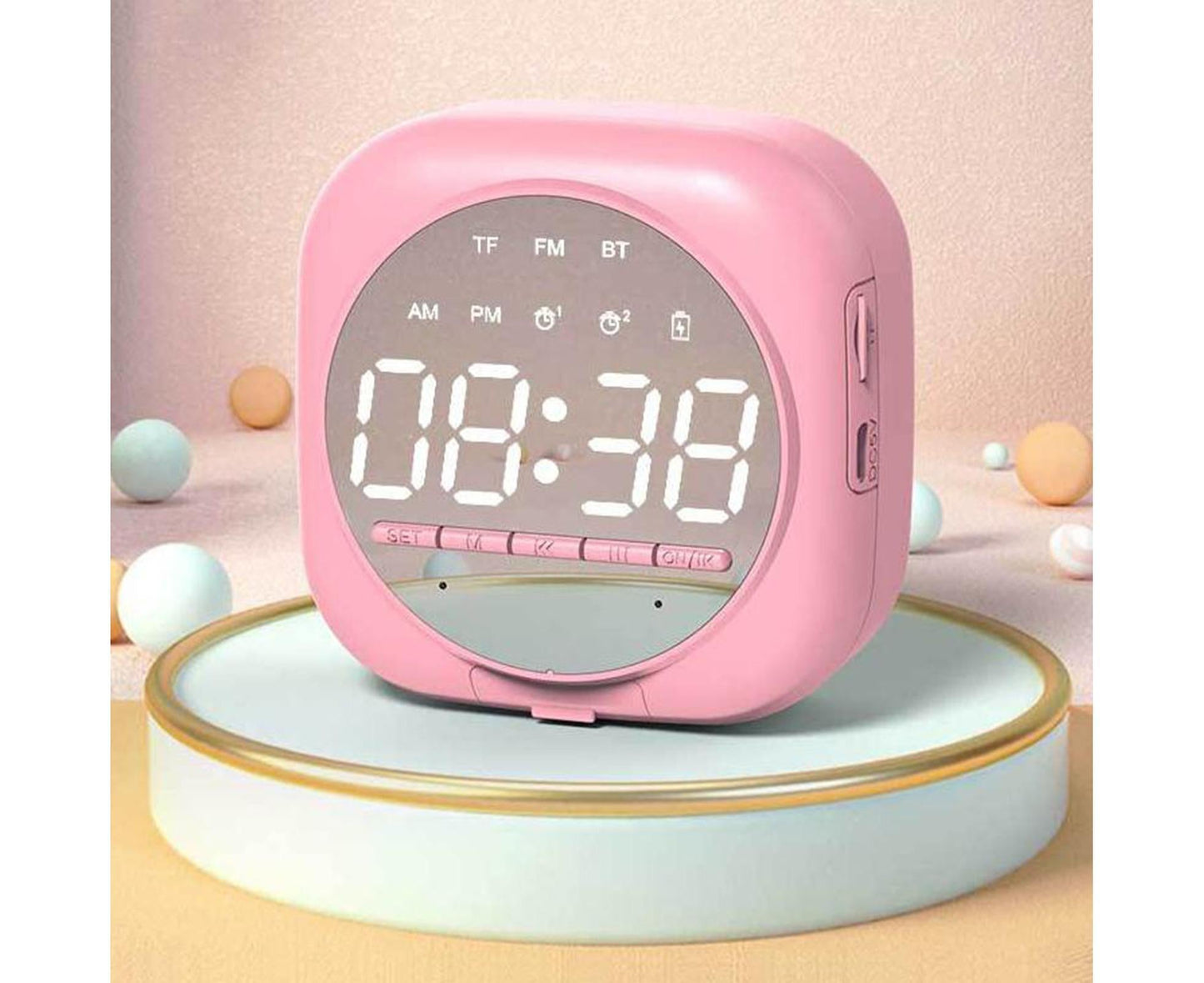 Q12 Bluetooth-compatible 5.0 Multifunctional Alarm Clock Subwoofer Speaker Support TF Card - White