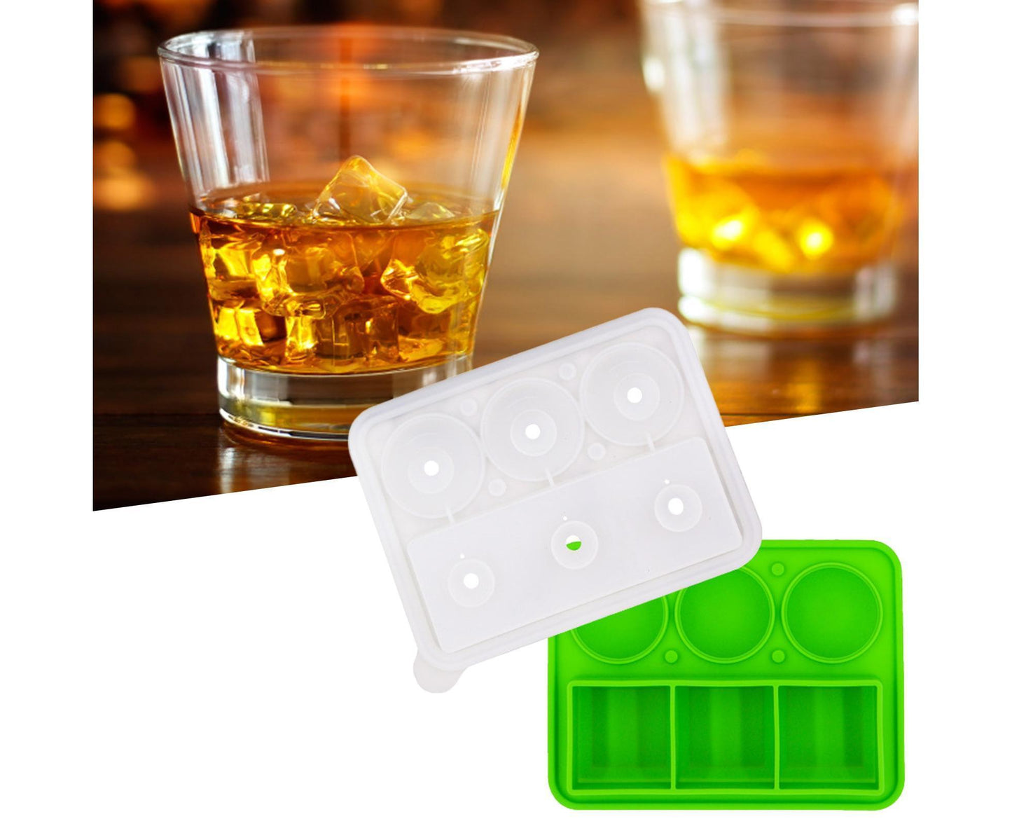 Ice Cube Mold Food Grade Quick Release Silicone Funnel Design Ice Ball Mold for Whiskey-Green