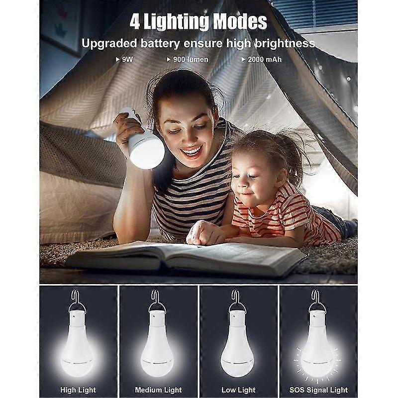 2pcs USB Rechargeable LED Bulbs Battery Backup Emergency Hanging Lights