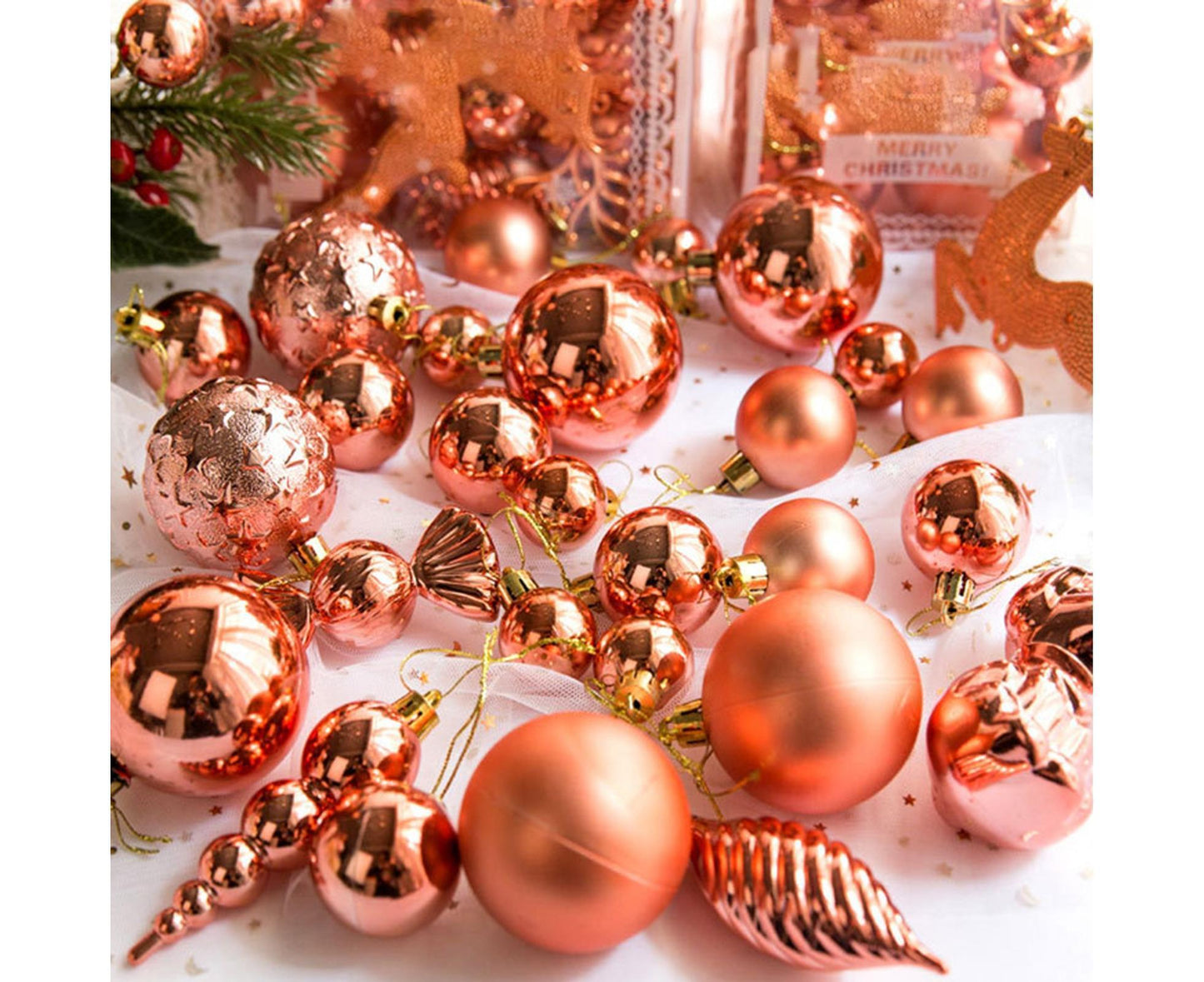 30Pcs Xmas Tree Balls Party Supplies-Rose Gold