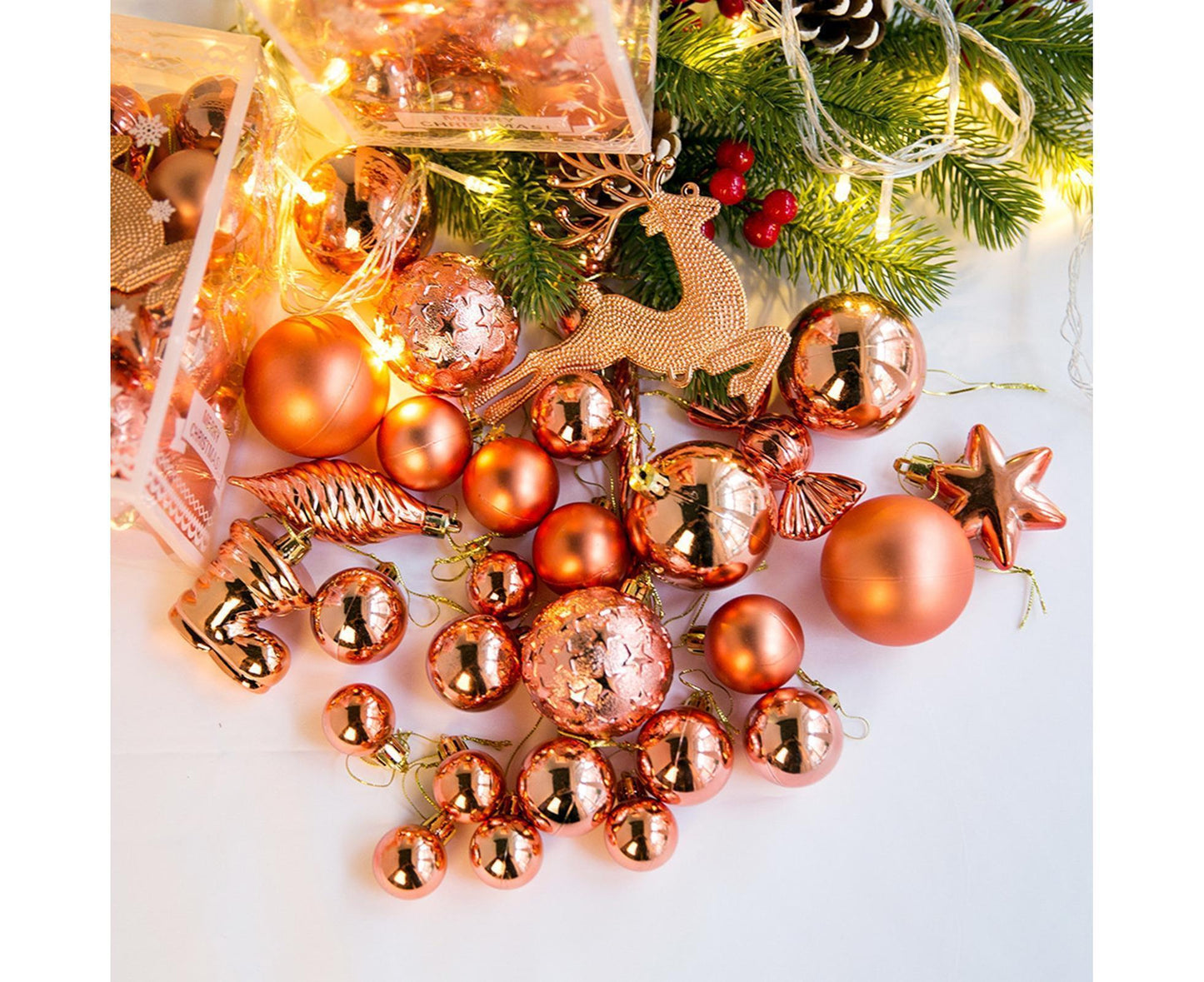 30Pcs Xmas Tree Balls Party Supplies-Rose Gold