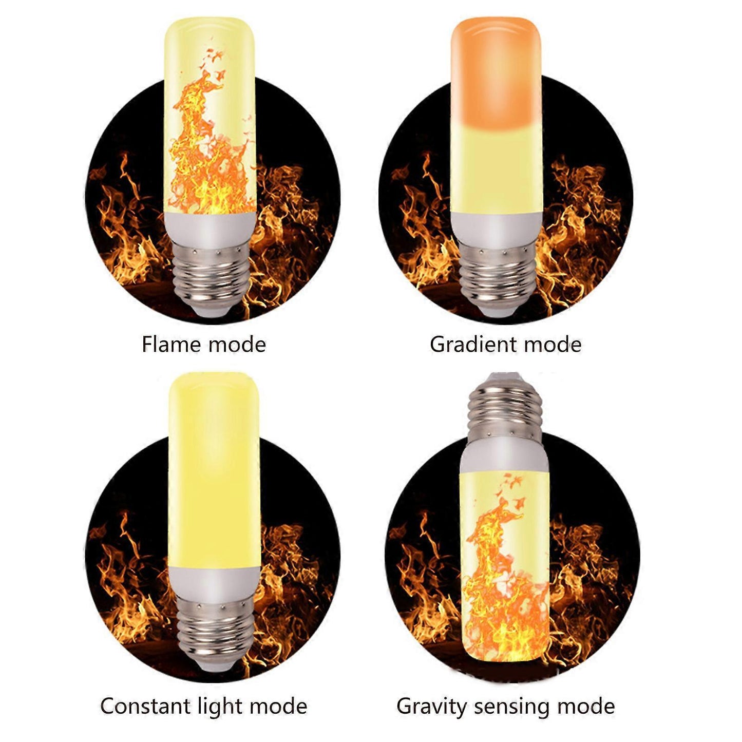 LED Flame Effect Bulb E27 4 Modes Gravity Sensor Flickering Fire Lamp