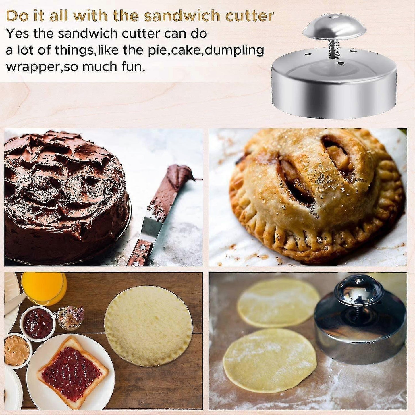 Stainless Steel Round Sandwich Cutter and Sealer for Babies Decruster Maker
