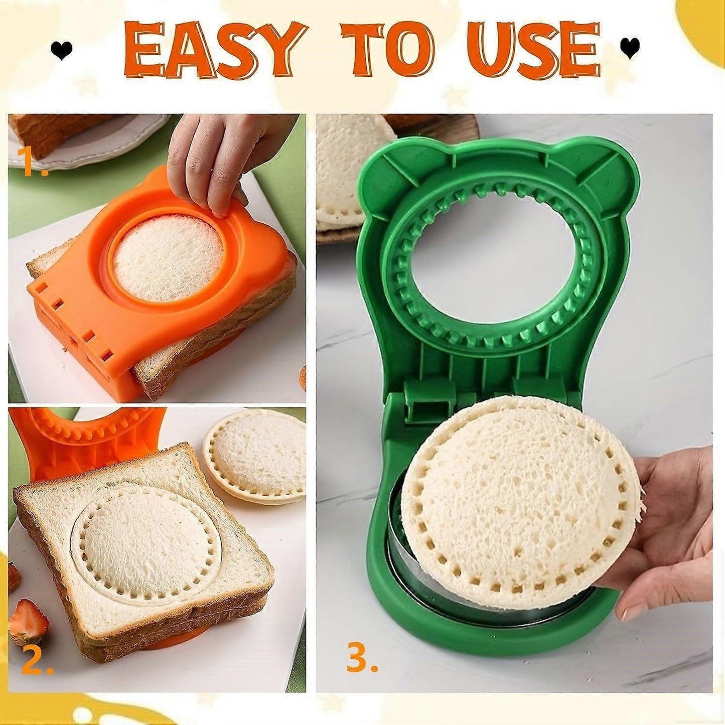 Green Sandwich Cutter and Sealer Stainless Steel Decruster Bread Maker for Babies
