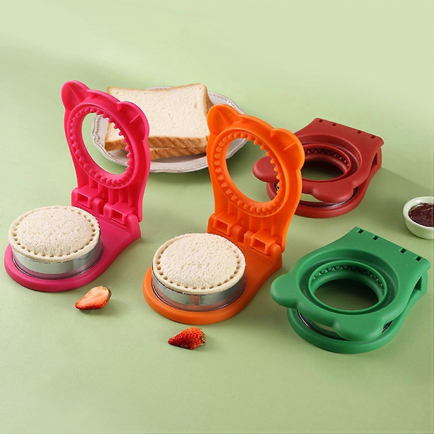 Green Sandwich Cutter and Sealer Stainless Steel Decruster Bread Maker for Babies