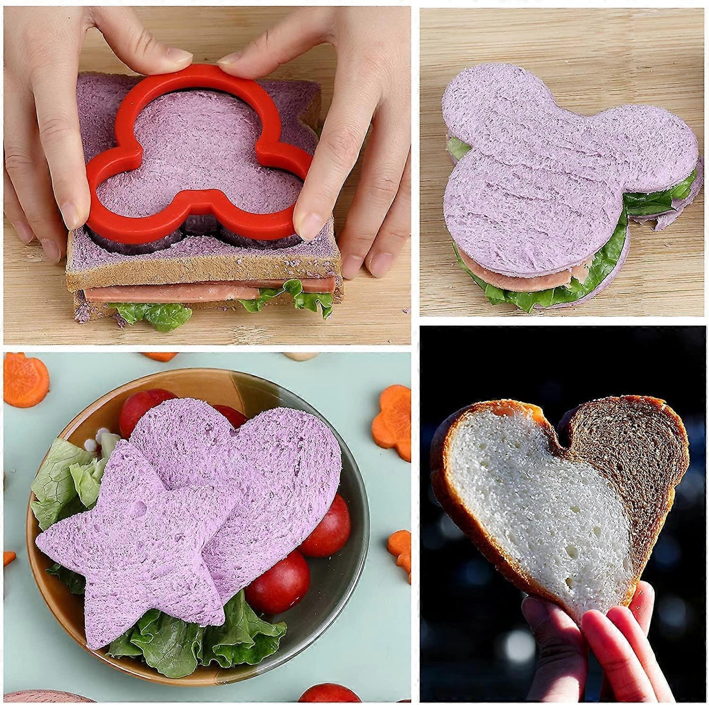 4pcs Sandwich Cutter and Sealer Set Bread Pancake Cookie Cutters