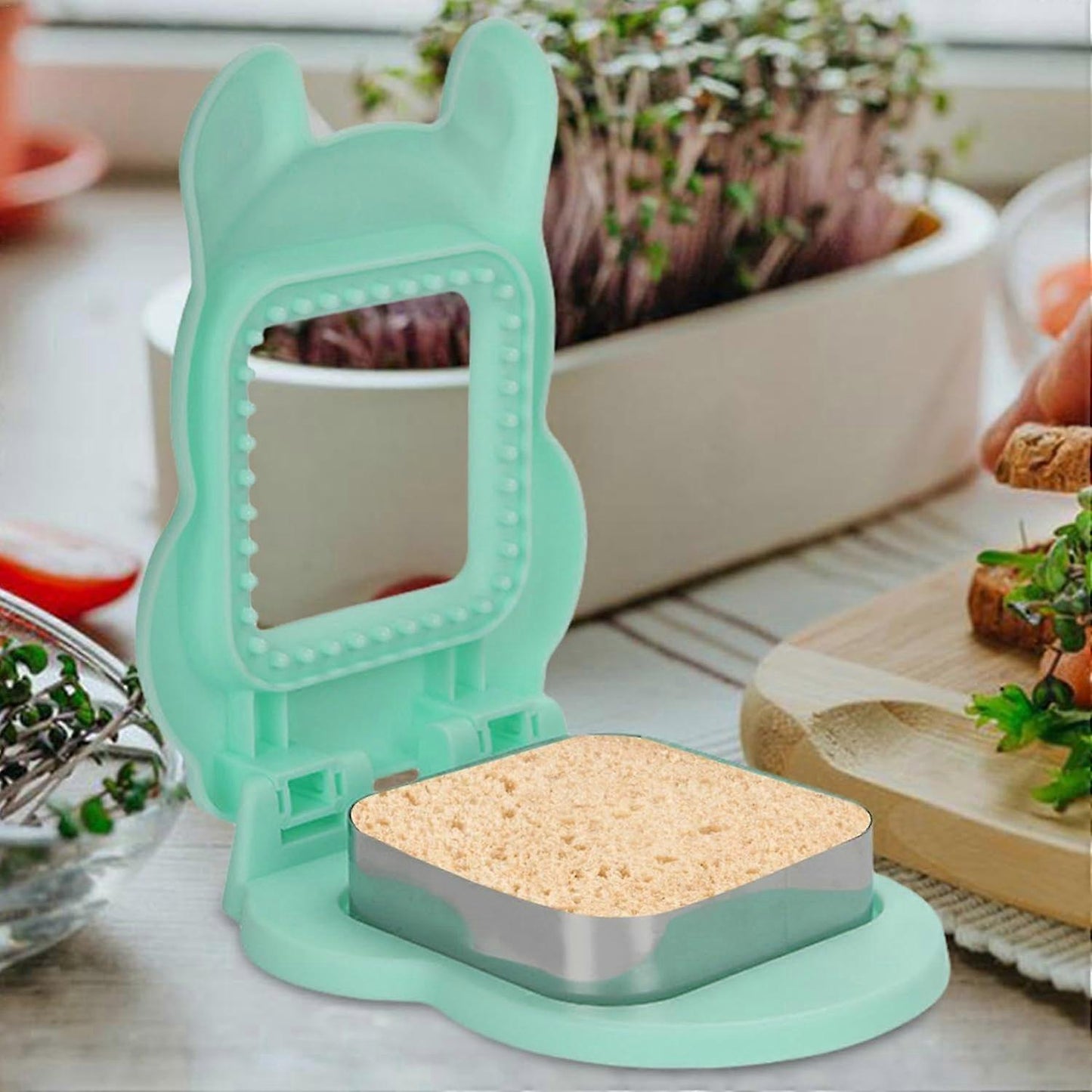 Sandwich Cutter and Sealer Yellow Square Press Mould Lunch Box Tool