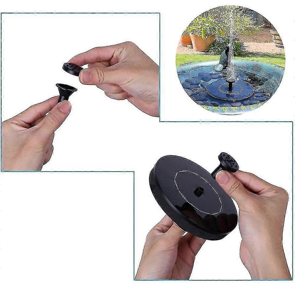 Solar Water Fountain with Nozzles Outdoor Garden Decor