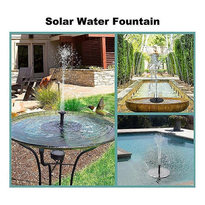 6.3in Solar Fountain Pump with 6 Nozzles for Bird Bath Garden