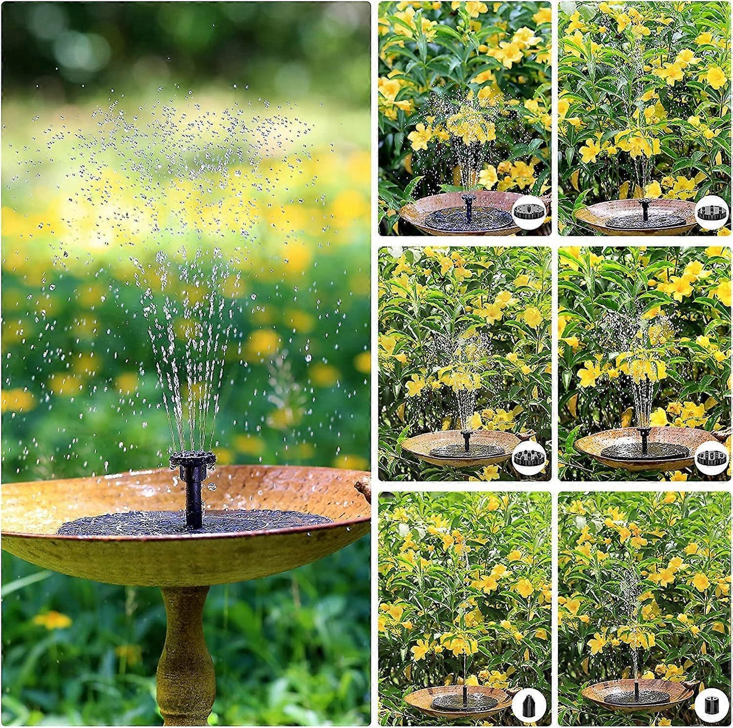 2.5W Solar Fountain Pump with Panel and 6 Nozzles for Pond