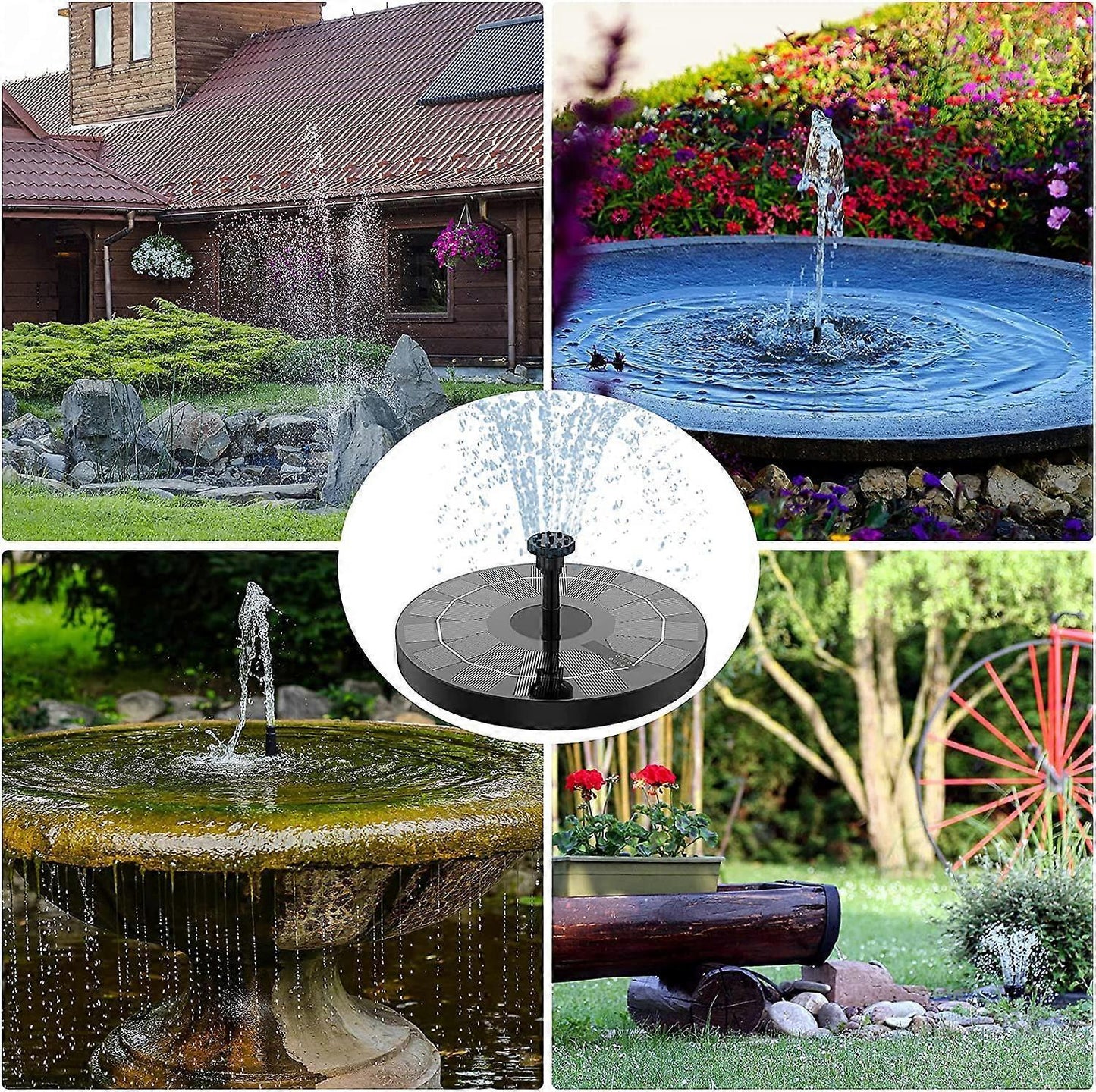 2.5W Solar Fountain Pump with Panel and 6 Nozzles for Pond