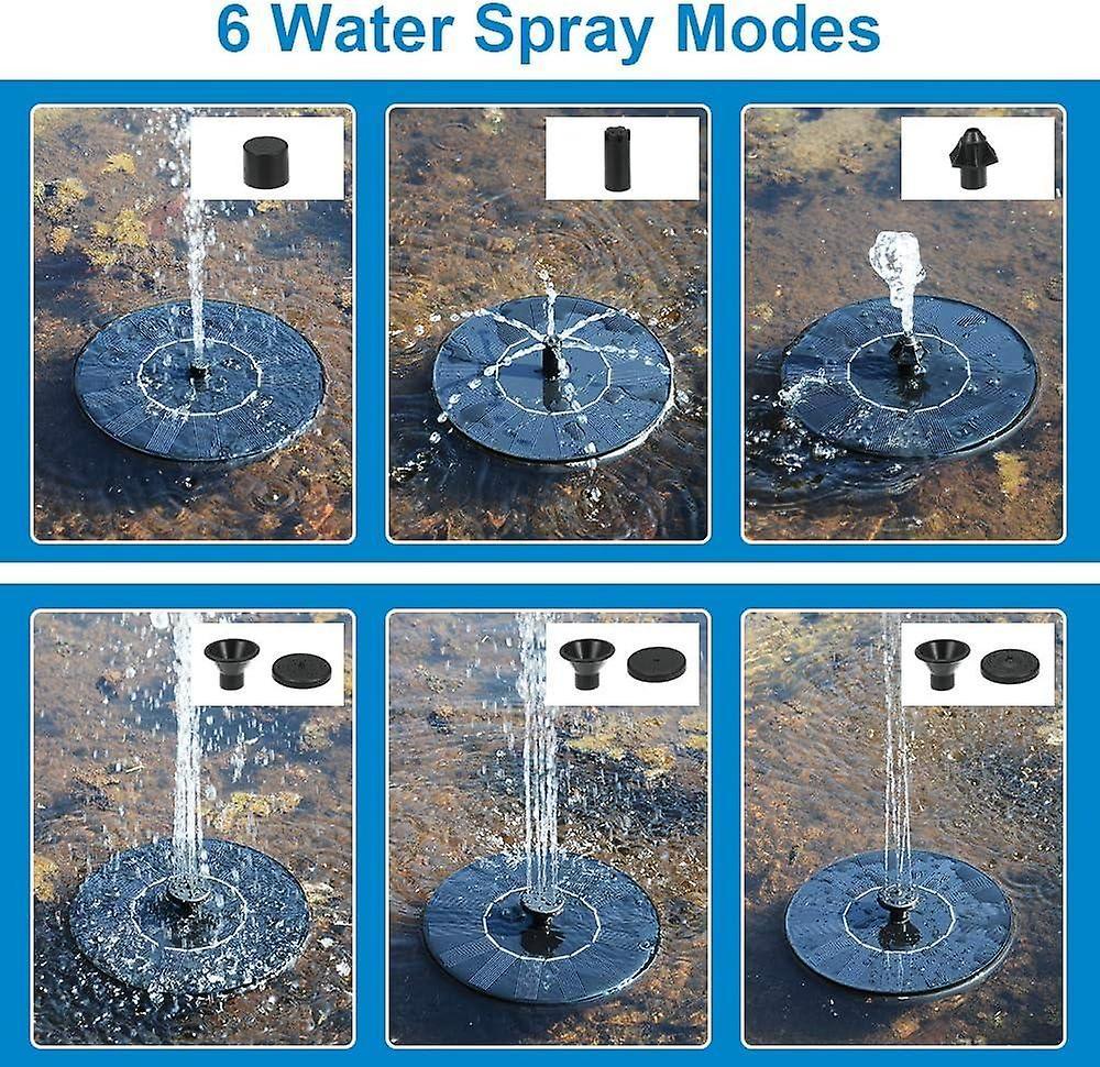 1.4W Solar Fountain Pump with 6 Spray Styles Garden Water Feature