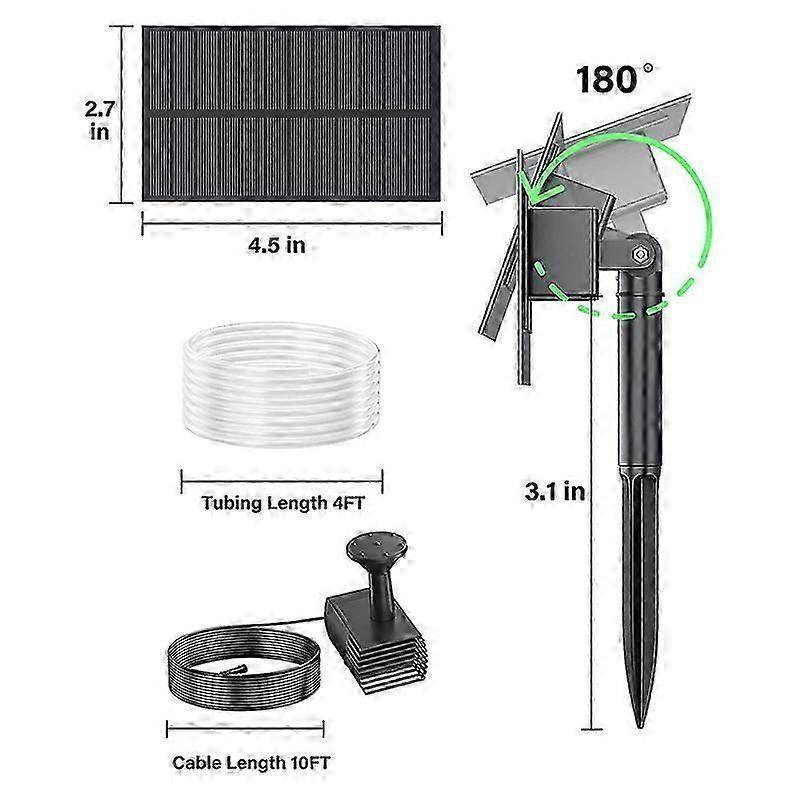 Solar Bird Bath Fountain Pump with Tubing Outdoor Water Pump
