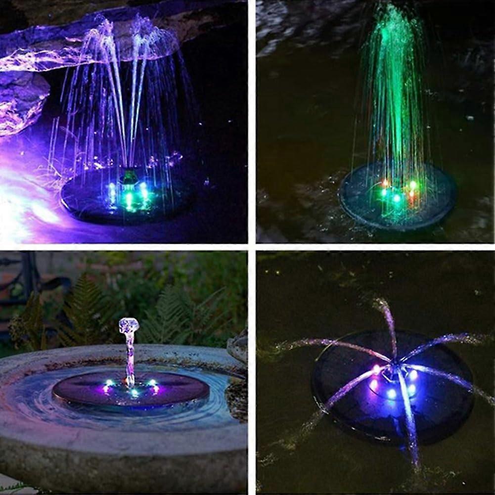 Solar Water Fountain with LED Lights Bird Bath Garden Pump