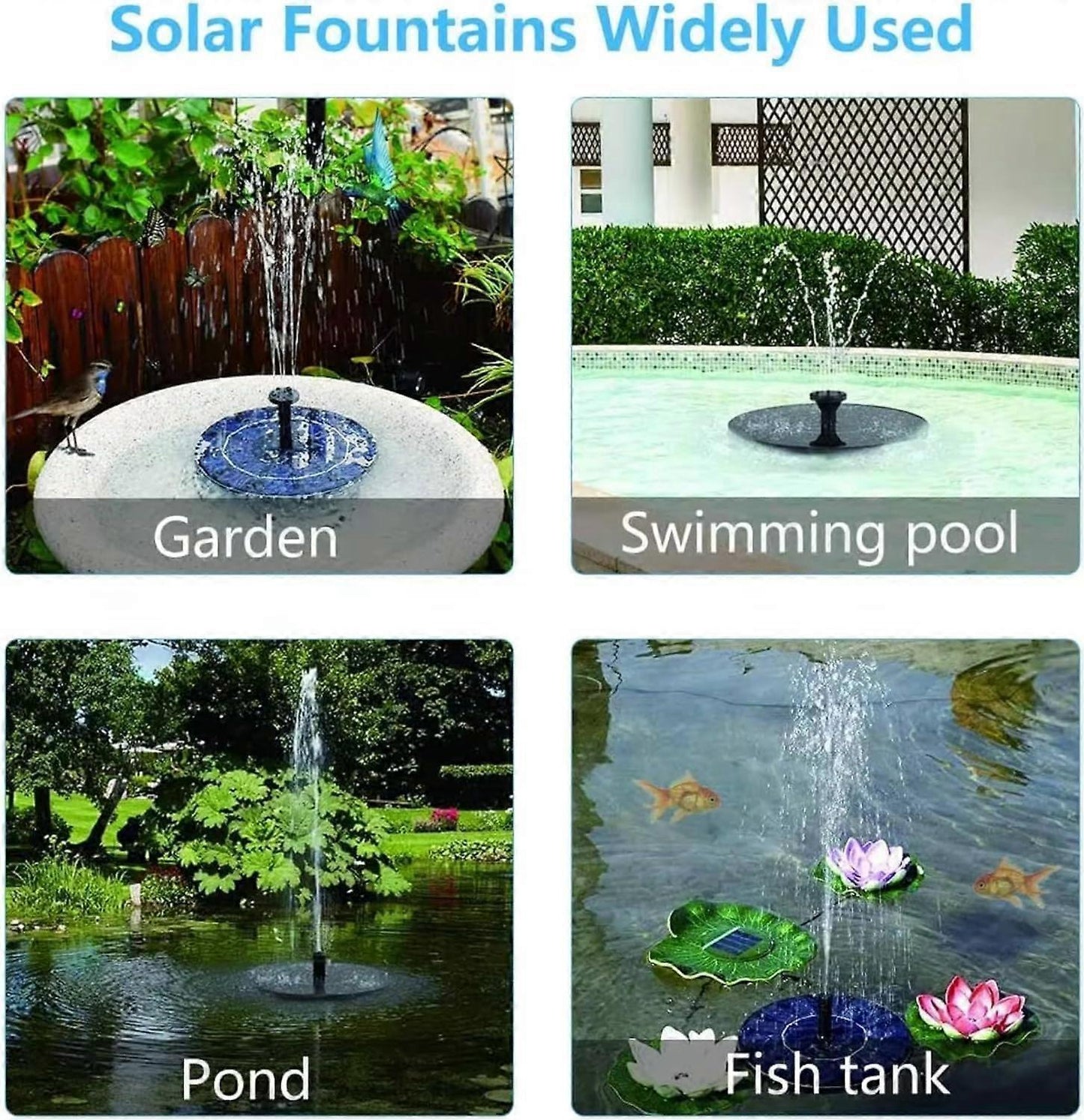 1.2W Floating Solar Fountain Pump with 6 Nozzles 30-40cm Spray