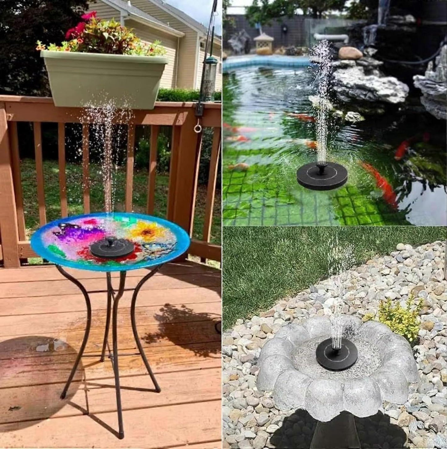 1.2W Floating Solar Fountain Pump with 6 Nozzles 30-40cm Spray