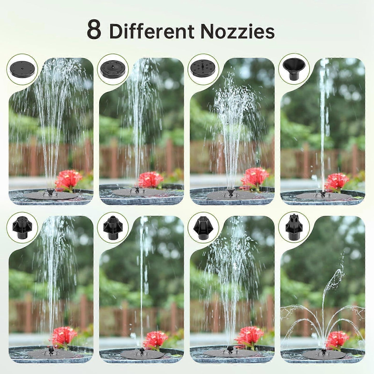 Solar Water Fountain with 8 Jet Lights Floating Solar Pump
