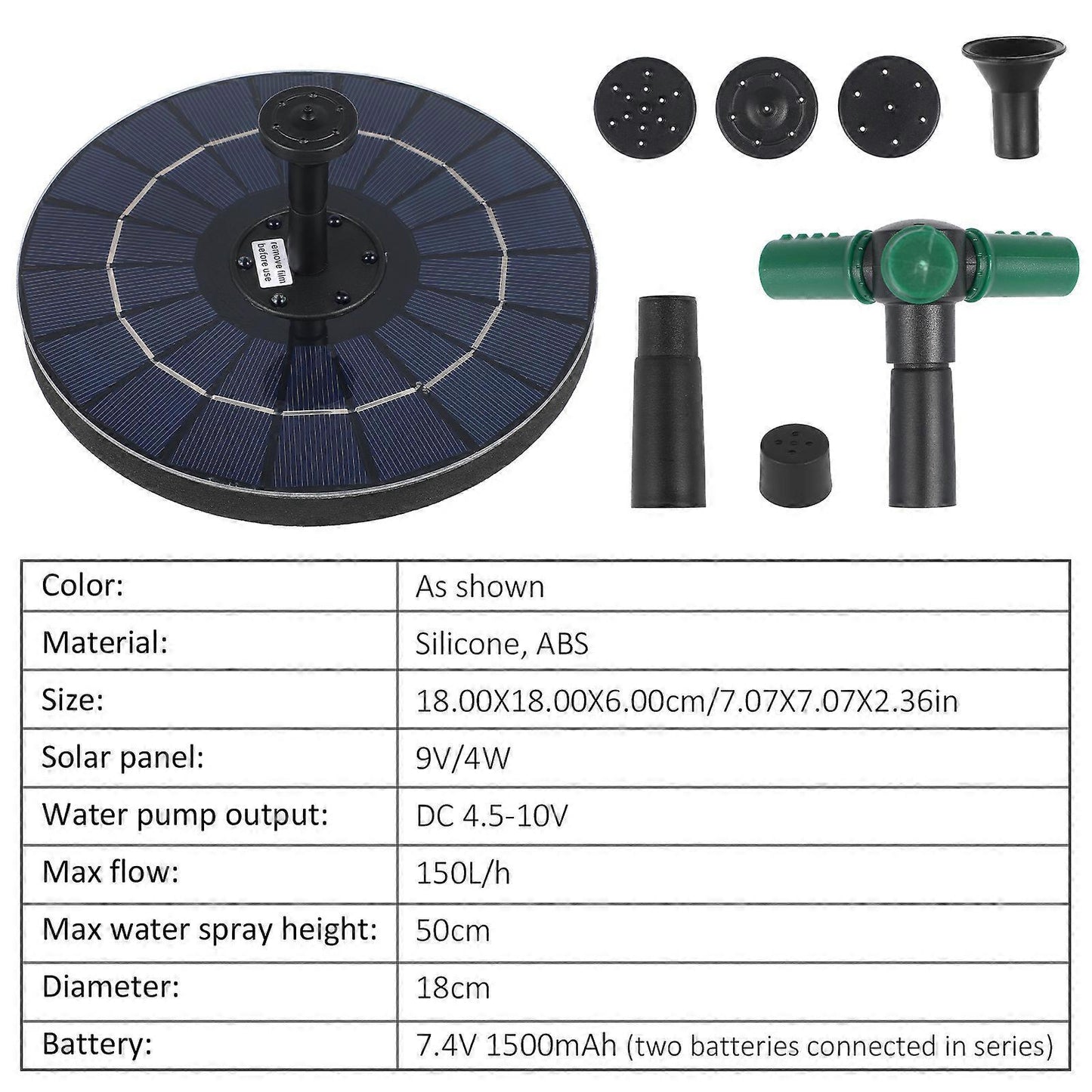 Solar Fountain Disc Pump Bird Bath Solar Water Fountain