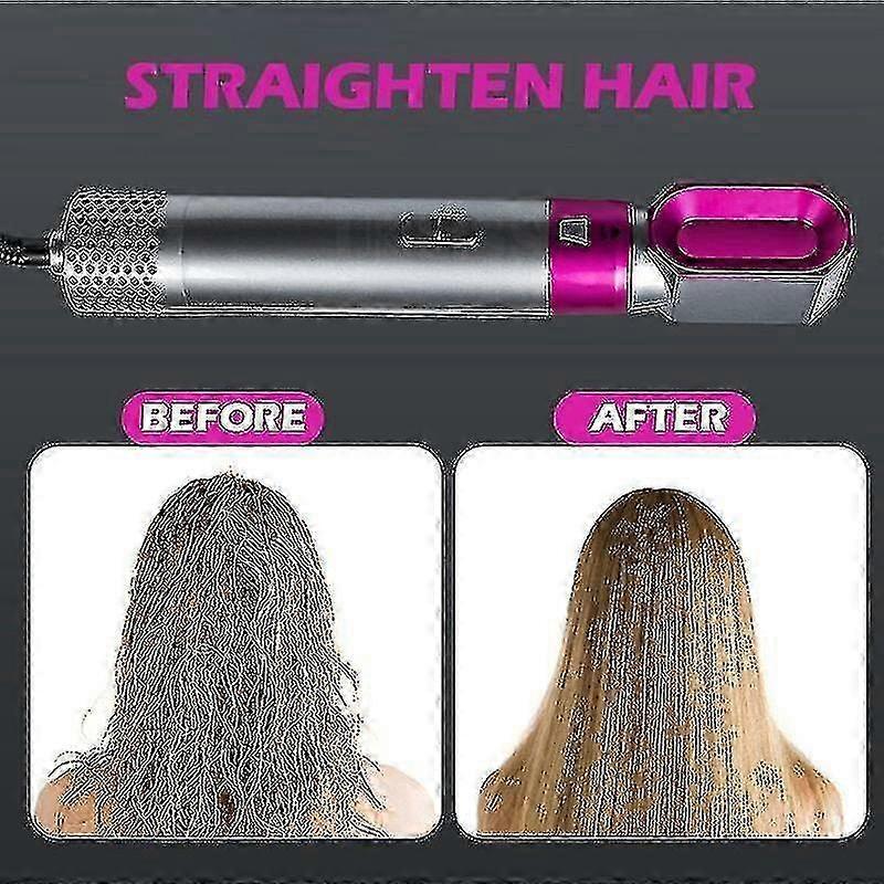 5-in-1 Hair Dryer Curler Straightener Blow Dryer Brush Pink