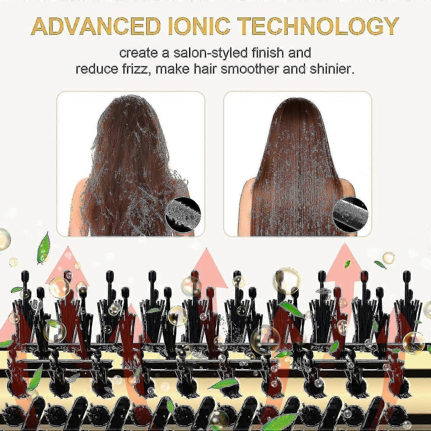 Negative Ion Hair Dryer Brush Styler Anti-Frizz Blow Dryer