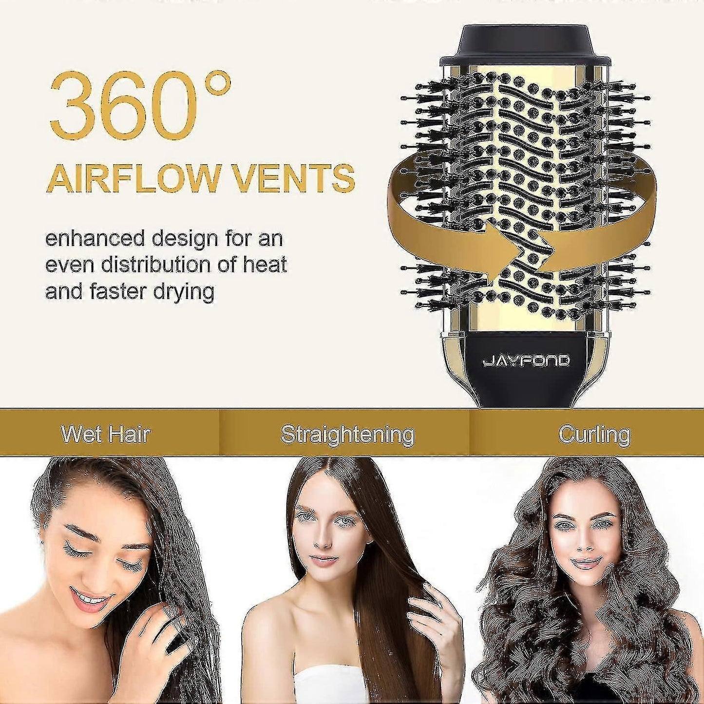Negative Ion Hair Dryer Brush Styler Anti-Frizz Blow Dryer