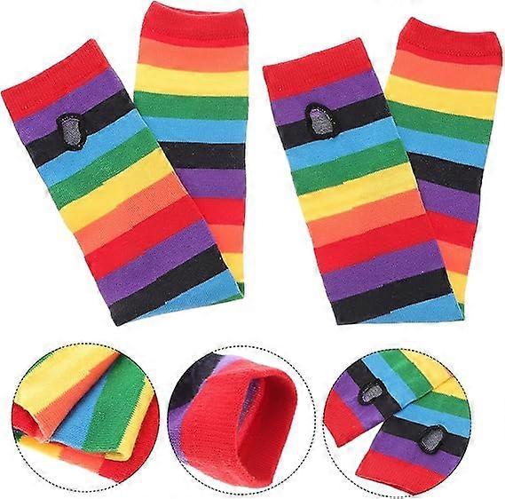 Rainbow Stripe Cooling Arm Sleeves UV Protection Sunblock Running