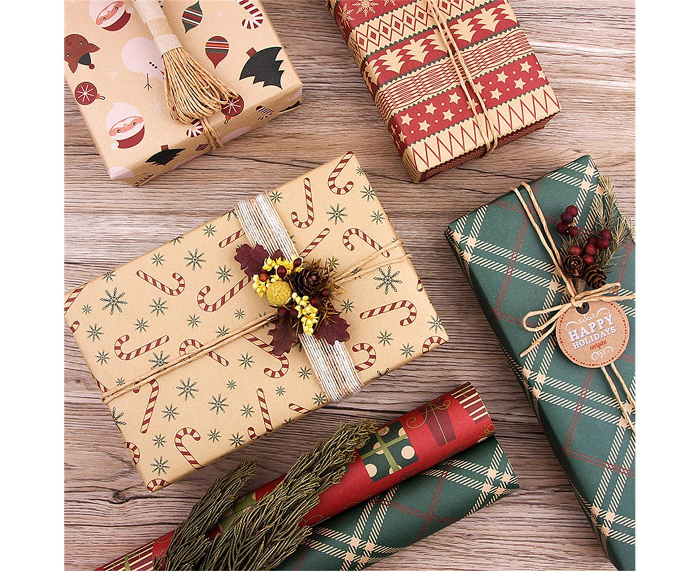 6Pcs Gift Wrapping Paper for Christmas