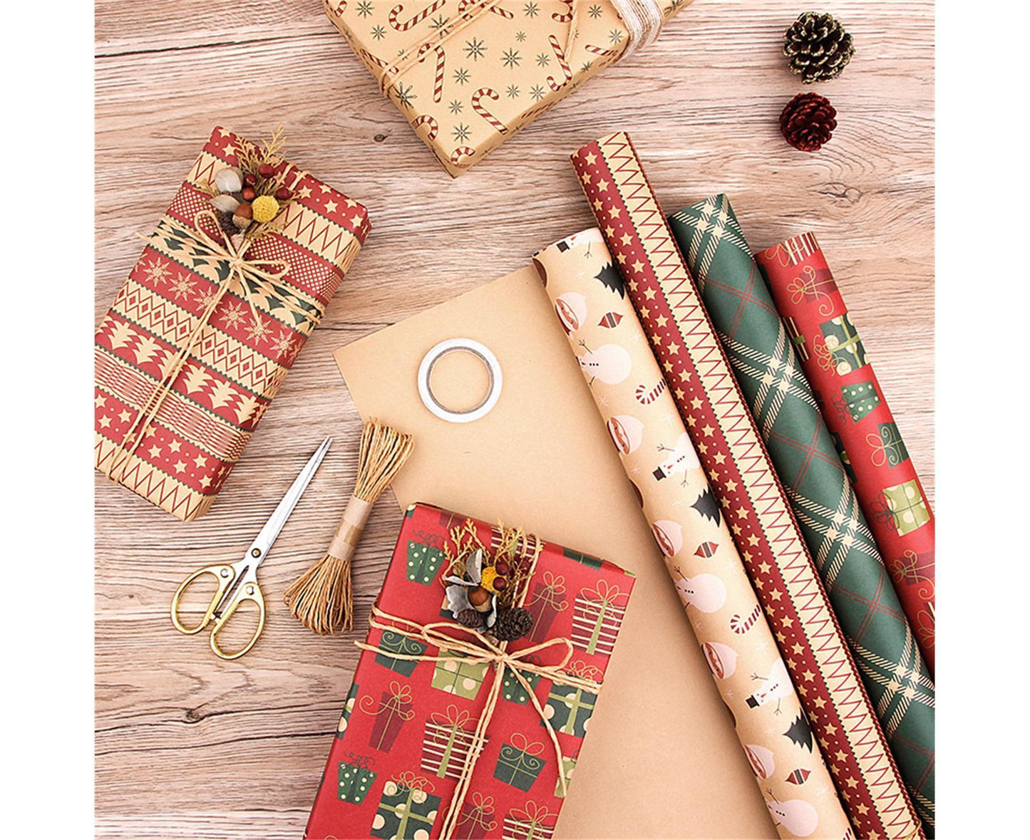 6Pcs Gift Wrapping Paper for Christmas