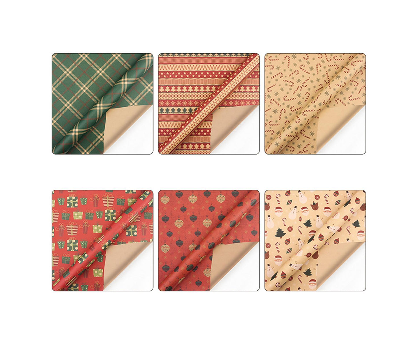 6Pcs Gift Wrapping Paper for Christmas