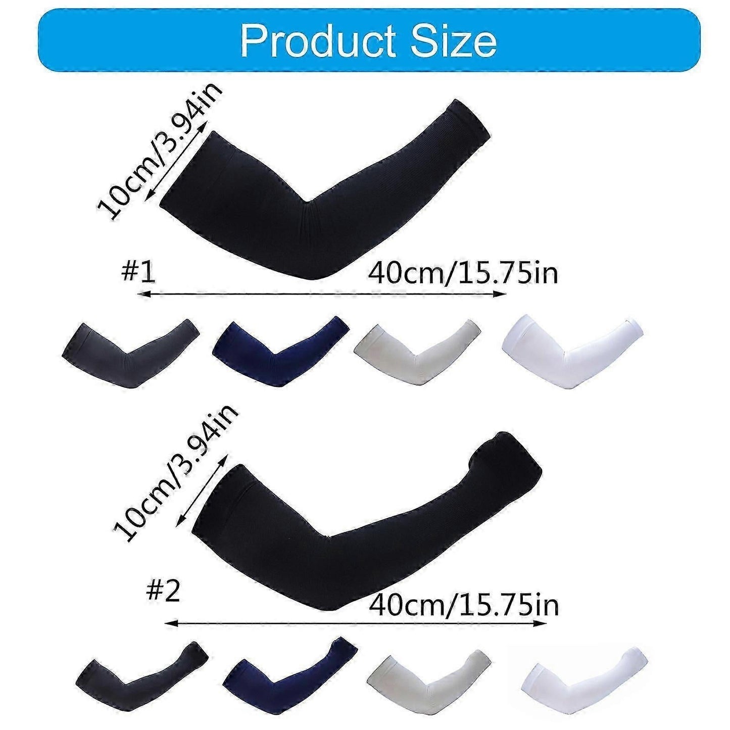 Large Size Cooling Arm Sleeves UV Protection Fishing Sports White